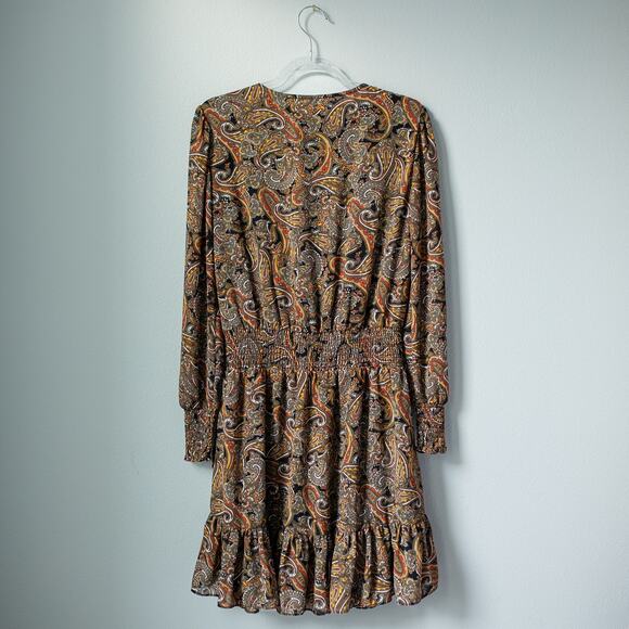 Michael Kors Paisley Boho Chic Smocked Tiered Mini Dress Western Cottagecore - Picture 5 of 9